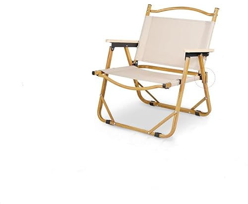 Tragbarer Outdoor-Campingstuhl mit Armlehnen aus Holz, verbreitert, ultraleicht, Aluminium, Outdoor-Campingstuhl, Angelstuhl, Strandstuhl für Rasen, Picknick, kann ca. halten (Größe: M, Farbe: Khaki)