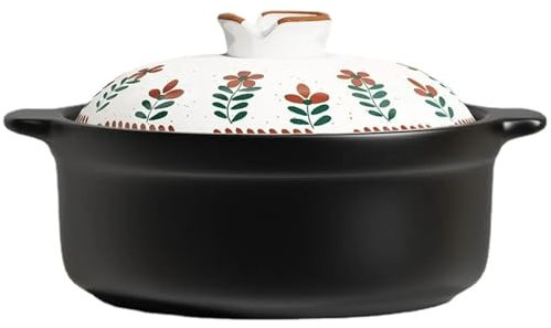 KUOYTT Cacerola de cerámica con Tapa, Olla Antiadherente Resistente al Calor para guisos y sopas sabrosas, 5 l