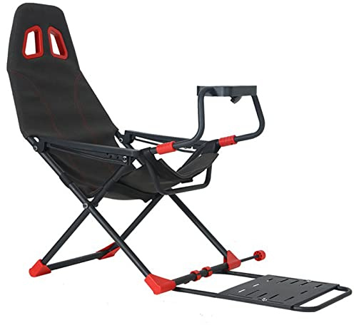 Racing Wheel Simulator Cockpit with Adjustable Steering Wheel Stand and Ergonomic Seat for Xbox One, PS4, PC - Foldable Design