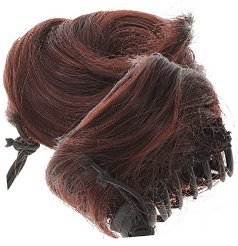 Veemoon 2Pcs High Temperature Silk Fake Bun Hairpieces Straight Updo Hair Extensions for Women Natural Glossy Soft Hair Buns for Weddings Parties Daily Wear Volume and Fullness Enhancer
