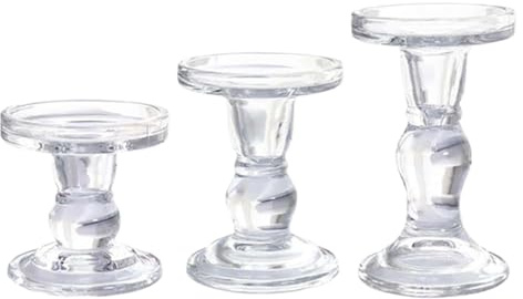 Conjunto De Velas De Vidrio | Decoración De La Mesa De Los Titulares De Velas Claras | Candelador De Vidrio | Versátil | Elegante Apelación De Diseño | Para La Fiesta De Cumpleaños De La Boda Hallowee