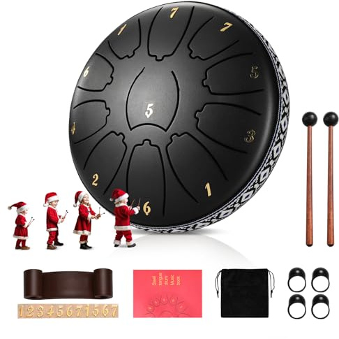 Tambor de Lengua de Acero, Tambor de Mano de 6 Pulgadas y 11 Tonos, Handpan a Prueba de Herrumbre, Handpan de Lengüeta con Bolsa de Tambor e Instrumentos de Percusión para Meditación y Musicoterapia