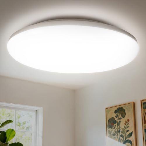 WARMELLE Ceiling Lights,Bathroom Light 22W 4000K Ø28cm Round,3080LM,Waterproof IP65,No Flicker & No Delay,CRI>80,LED Ceiling Light for Kitchen,Bathroom,Hallway,Bedroom and Garage