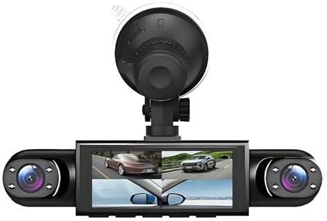 Cámara de Coche 4 Canales 1080P HD | Dash CAM Delantera y Trasera con Grabación en 4 Lados, Asistencia en Estacionamiento y Visión Nocturna, Tarjeta de 32GB