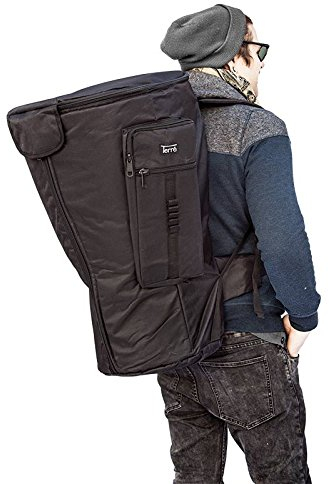 Borsa per djembe deluxe XXL, impermeabile, imbottita, comoda tracolla, sistema di trasporto a zaino, tasca laterale