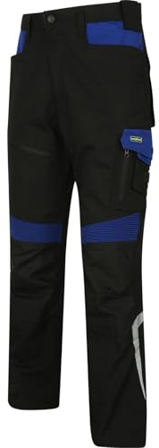 Goodyear Arbetskläder GYPNT010 flex knä multiverktyg ficka reflekterande arbetsbyxor cargobyxor, svart, W38/REG