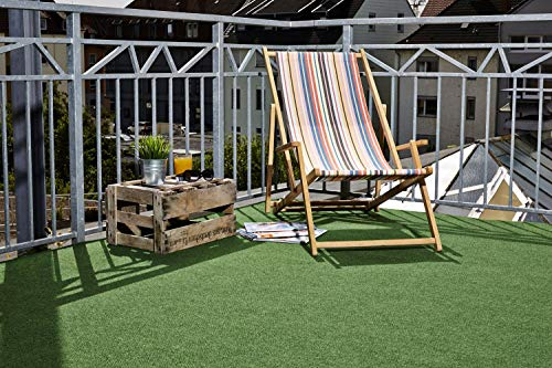 andiamo Kunstrasen Outdoor wasserdurchlässig, Rasenteppich wetterfest, Drainage-Noppen, UV-beständig, für Balkon und Garten, Farbe:Grün, Größe:133 x 200 cm