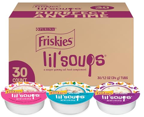 Purina Friskies Lil Soups Topper Variety Pack, 30 Count, 1.2 oz Cups