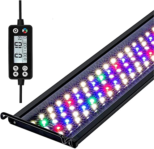 Illuminazione per acquario, Luce Acquario Impermeabile a Spettro Completo con Timer, LED RGB+Bianco 24/7 Acquario, 42W 120cm 2815 Lumen per 118-135cm Acquario