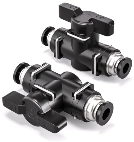 Bwintech 2 Piezas 6mm Válvula de Bola Neumática Push to Connect Racores BUC Válvula de Control de Flujo de Aire Racores Rectos de Conexión Rápida para Manguera de Aire