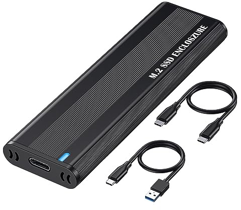 SHUBEIEUMI Adaptador Externo USB C USB 3.1 Gen2 10Gpbs a M.2 PCIe Caja, Carcasa M.2 NVME SATA SSD Adaptador para M Key B+M Key 2242/2260/2280, con UASP Trim