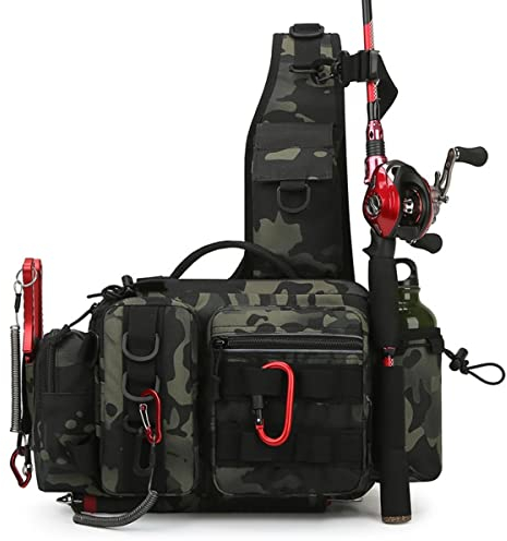 YAOYAOLING Angelausrüstungstasche, taktische Aufbewahrungstasche für Angelzubehör, leichter Sling-Rucksack, Werkzeugtasche für Angeln, Wandern, Jagd, Camping