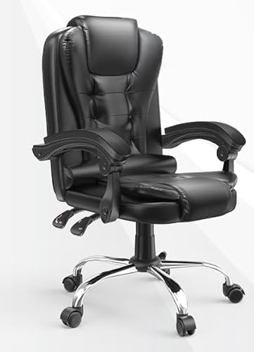FENIXSHOP24 Poltrona/Sedia Ufficio Ergonomica Presidenziale Reclinabile e Direzionabile con Braccioli Imbottiti e Altezza Regolabile,con rotelle – Nera HLD-809