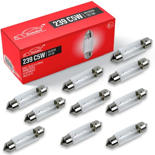 Xtremeauto 239 C5W Bulb Festoon - Number Plate Bulb Interior Light Car Bulbs 12V 5W S8.5D 11X38MM Car Bulb Pack Of 10 12V 5W Number Plate Light Bulb