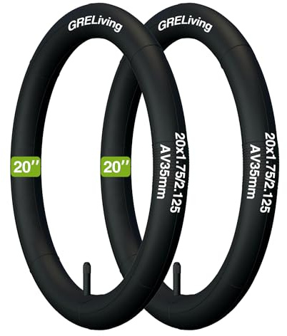 GRELiving Pack de 20 cámaras de aire de 20 pulgadas, 20 x 1,75/2,125 AV35 mm, válvula compatible de 20 pulgadas, para bicicleta infantil, 20 x 1,75/2,125