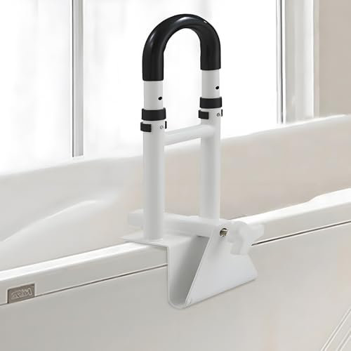Aide à l'entrée de baignoire pour personnes âgées, poignée de baignoire avec largeur réglable, charge maximale : 136 kg, aide à l'entrée de baignoire sans perçage