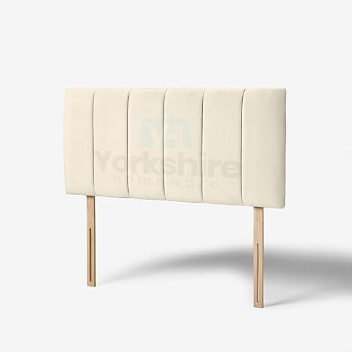 YORKSHIRE HOMEWARE Padded Lined Headboard | Lined Headboards in Plush Velvet Fabric | Bed Bedroom Decor Hotel Furniture (Cream, 3ft Single)