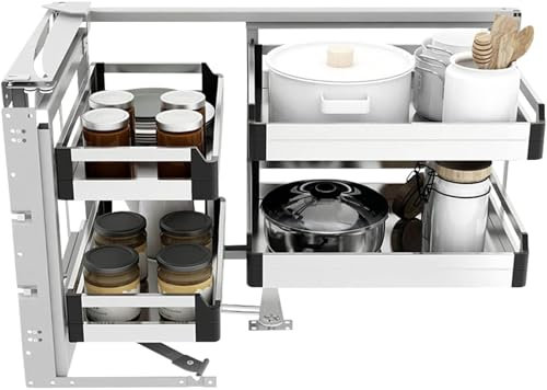 Eck-Eckschrank-Nizer – ausziehbarer Chrom-Optimierer für die Küche – maximiert die Aufbewahrung in blinden Eckschränken – Effiziente platzsparende Lösung