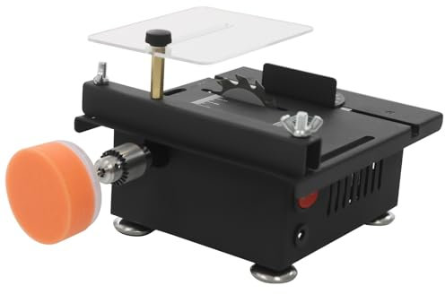 Mini scie circulaire de table 7 vitesses 100 W 6000 tr/min Compact 18 cm pour bois, plastique, métal, modélisme, projets de bricolage, avec outil de meulage, mandrin et accessoires