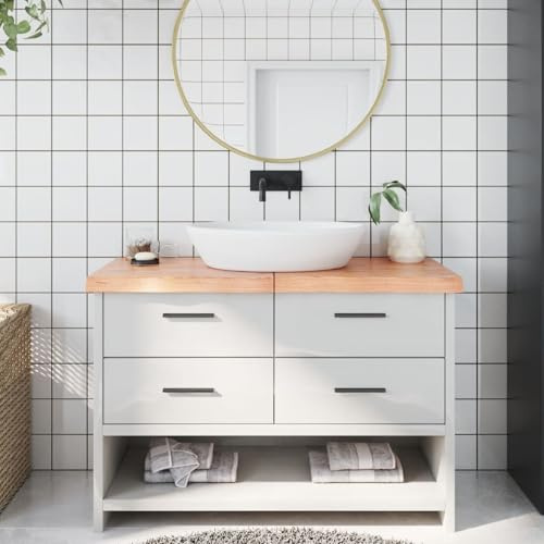 Juroupi Piano Bagno Marrone 120x50x(2-6) cm Legno Massello Trattato,Piano Bagno,Top Bagno Piano per Lavabo da Appoggio,Piano Lavabo Bagno-3156142