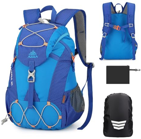 GES Sac à dos de randonnée 20L pour hommes et femmes – Sac à dos de jour léger et résistant à l'eau avec housse de pluie – Sac à dos durable pour voyage, camping, trekking, cyclisme, randonnée, école