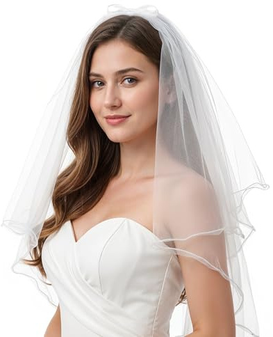 Bachelorette Veils for Brides Bow Short Bride Veil Bachelorette Party Bridal Shower Veil Hair Clip with Barrette for Women Party Decorations Wedding Accessories