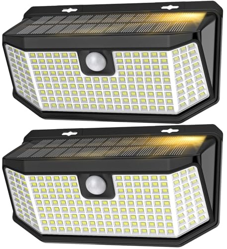 Aootek Solar Lights Outdoor 182 LEDs 2500Lm Solar Motion Sensor Lights IP65 Waterpro of with Wide Anglefor Patio Garden Garage Yard Front Door(2pack)