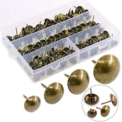 Hilitchi 280-Pieces [4-Size] Tacks Bronze Nail Pins Upholstery Nail Tacks Furniture Thumb Tack Pins Assortment Kit - Size Include: 7/16'' 9/16'' 5/8'' 3/4'' (Bronze)