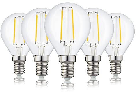 hellum E14 LED warmweiss Glühbirnen im 5er-Pack, Energiesparlampen E14 mit 2,5W ersetzt Glühbirne 25W, warmweiß mit 2700K und 250lm, G45 208108
