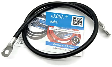 Exoda 25 mm² Batteriekabel 75cm mit M8 Kabelschuhen Schwarz flexibel für Auto Boot Motorrad 99 Prozent Kupfer max 2688 Watt hitzebeständig bis 70° C langlebig und zuverlässig