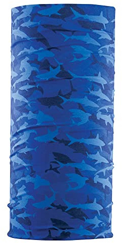 Flying Fisherman Junior SunBandit: Neck Gaiter Mask for Boys & Girls, UV Face Protection for Sports & Outdoors, Lightweight Multi-Functional Outdoor Clothing | SHARK CAMO, Blue (SB1311-JR)