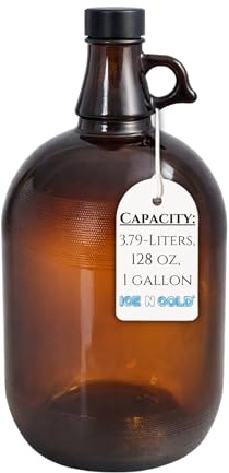 C-Store Packaging 1 Gallon (128oz) Amber Glass Jug With 38mm Cap - FBA