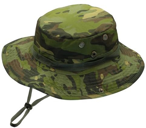 Chapeau Camo Boonie pour Hommes Femmes, Chapeaux de Seau à Bord Large Tactique Militaire, upf50 + Bonnet de Soleil de la Jungle pour la pêche de la Chasse au Safari