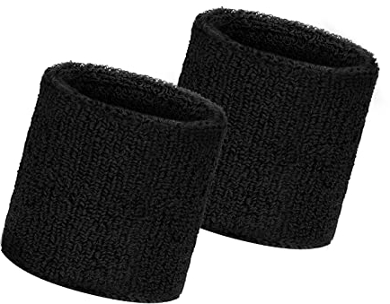 Flintronic Armband-Set, 2-teilig, Sport-Schweißbänder für Herren und Damen, Schweißbänder, weich, verdickt für Basketball, Fitnessstudio, Gymnastik, Tennis, Fußball (schwarz)