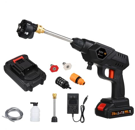 Mulcort Batteridriven Högtryckstvätt, 21 V, 60 Bar, 300 W, Trådlös, Bärbar, Vit