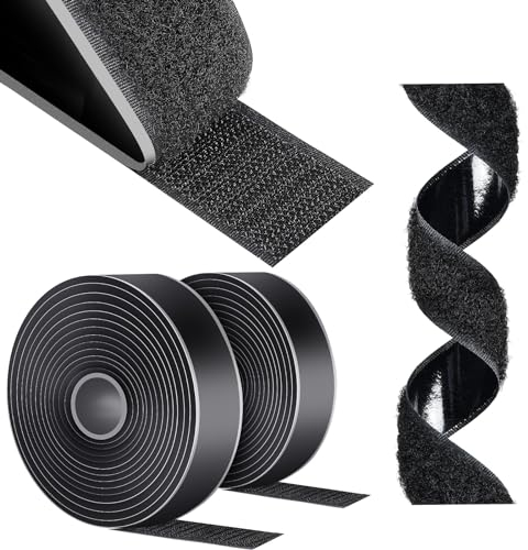 AiQInu Belcro Adhesivo Fuerte, 5m x 20mm Doble Cara Reutilizable, Cinta Auto Adhesiva Para Doméstica y Bricolaje, Hook Y Loop