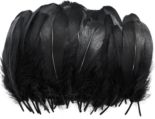50 Pieces Black Feathers for Crafts, Natural Goose Feathers Large Craft Feathers for DIY Handmade Crafts Gift Box Filling Ornament Decoration, 18-20cm