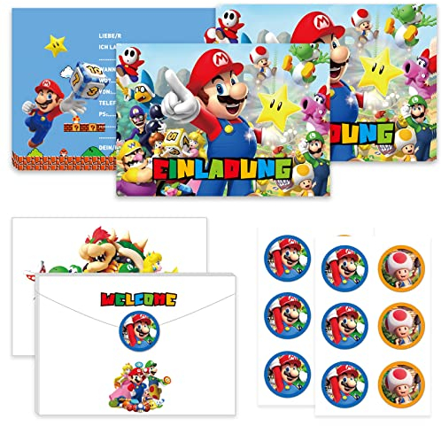 YCWSSB 12 Einladungskarten zum Kindergeburtstag, Einladungskarten,Bunte Einladung zur Geburtstagsfeie für Mädchen Jungen – Deutsch Version