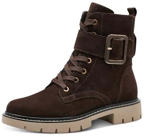 Tamaris Comfort bottines femme à lacets avec boucle automne, Mocca Suede, 39 EU