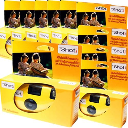 10x Photo PORST Einwegkamera Edition Topshot in gelb, Hochzeitskamera/Partykamera (je 27 Aufnahmen, 10er Pack)