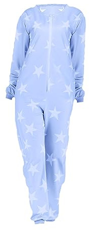 Dam jumpsuit elegant långärm: Sovoverall utan huva modal hemmadräkt tryckt fritidsoverall med dragkedja lång pyjamas stora storlekar nattkläder sovkläder pyjamas-set loungewear, blå, L