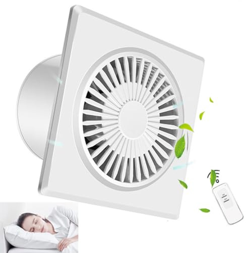 Vcyex Extracteur d'air silencieux avec télécommande et clapet anti-retour, ventilateur ultra-mince adapté pour salle de bain, cuisine, serre, garage et fenêtre, 6in
