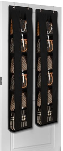 Lirex Organizador de Bolsos para Puerta, Pack de 2 con 6 Niveles, Organizador Ahorra Espacio para Puerta o Armario, Perfecto para Guardar y Organizar Bolsos, Colgador de Bolsos, Negro