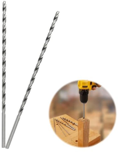 Broca helicoidal de 5 mm de largo y 200 mm de largo, de acero de alto carbono, para madera, plástico y aluminio, 2 unidades (plata)