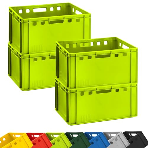 BURI Fleischkiste E3 60x40x30 cm Eurobox 4er Set Hellgrün robust stapelbar