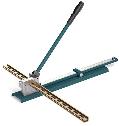 Manual DIN Rail Cutter & Dual Groove Rail Cutting Tool – 50cm/20” Dual-Scale Ruler Sliding Baffle for Steel/Aluminium/Iron Rails, Anti-Slip Handle & Precision Blade