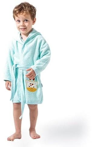 Ankitoys Accappatoio per neonati con adorabile motivo di giraffa – Accappatoio con cappuccio in 100% cotone – Morbido, assorbente e delicato sulla pelle – Per neonati e bambini piccoli, 2-3 Jahre