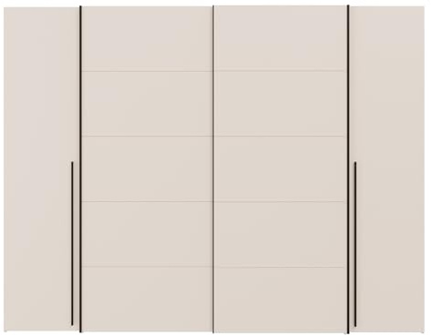 Forte NARAGO Kleiderschrank 270, moderner Dreh-/Schwebetürenschrank, 4-türig, Holzwerkstoff, Kaschmir|Beige, 270,3 cm breit x 210,5 cm hoch x 61,2 cm tief