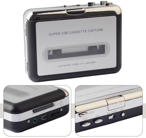 Gettimore Classic - Lettore di cassette e convertitore MP3 per auto retromarcia, nastro di digitalizzazione su USB, colore: argento