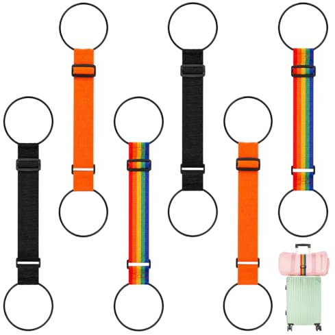 6 Pack Luggage Straps Luggage Straps For Suitcases Suitcase Straps Case Straps For Suitcases Luggage Straps For Suitcases 3 Color Adjustable Belt For Travel Bag Hands Free Carry